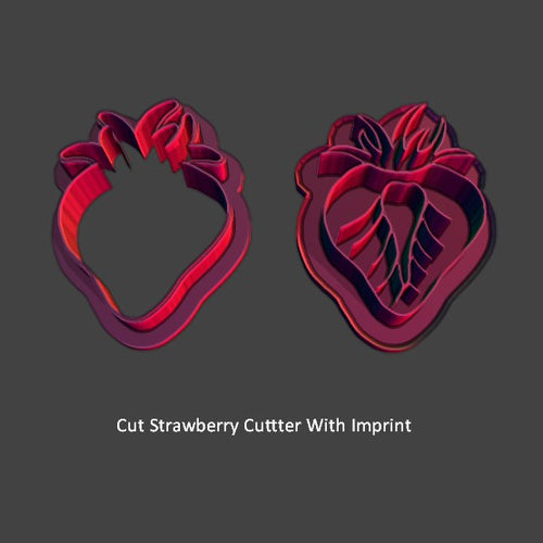 Cut Strawberry Earring Cutter Set With Imprint-Cutters-seb3dcustomdesigns