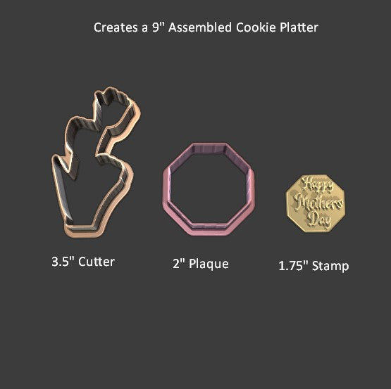 Tulip Bouquet Platter Cookie Cutters STL File-STL Digital Download-seb3dcustomdesigns